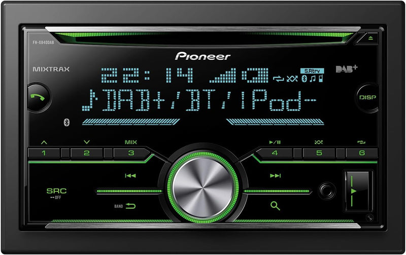 Pioneer FH-X840DABAN Doppel DIN DAB CD-Tuner, Bluetooth und Mixtrax schwarz inkl. DAB-Antenne Inkl.