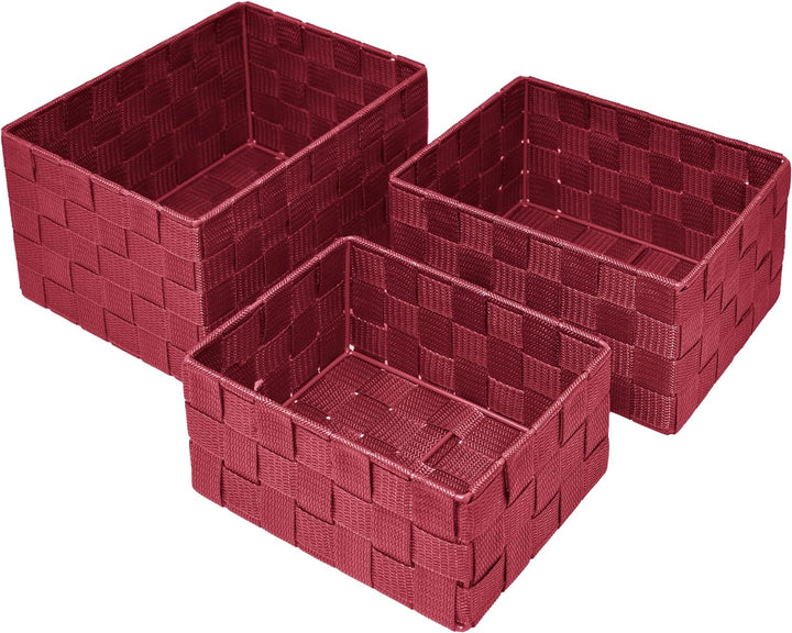 Lashuma 3er Pack Bad Körbchen, Korb Grössen: 24x18x14 cm, 21x16x12 cm und 19x14x10 cm, Regalboxen Fa
