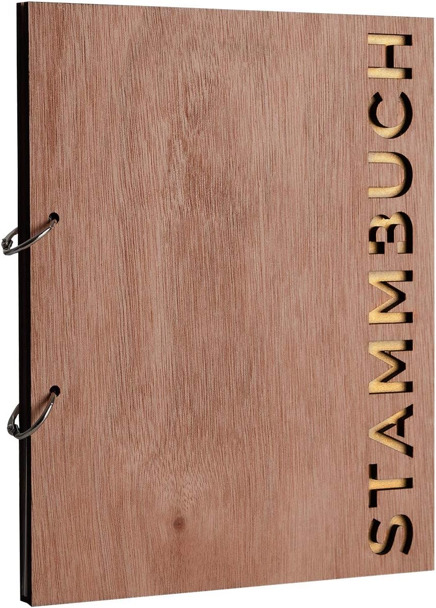 Hochzeitideal Stammbuch der Familie Familienstammbuch Holzcover inkl. Lasergravur (Serie Linea)