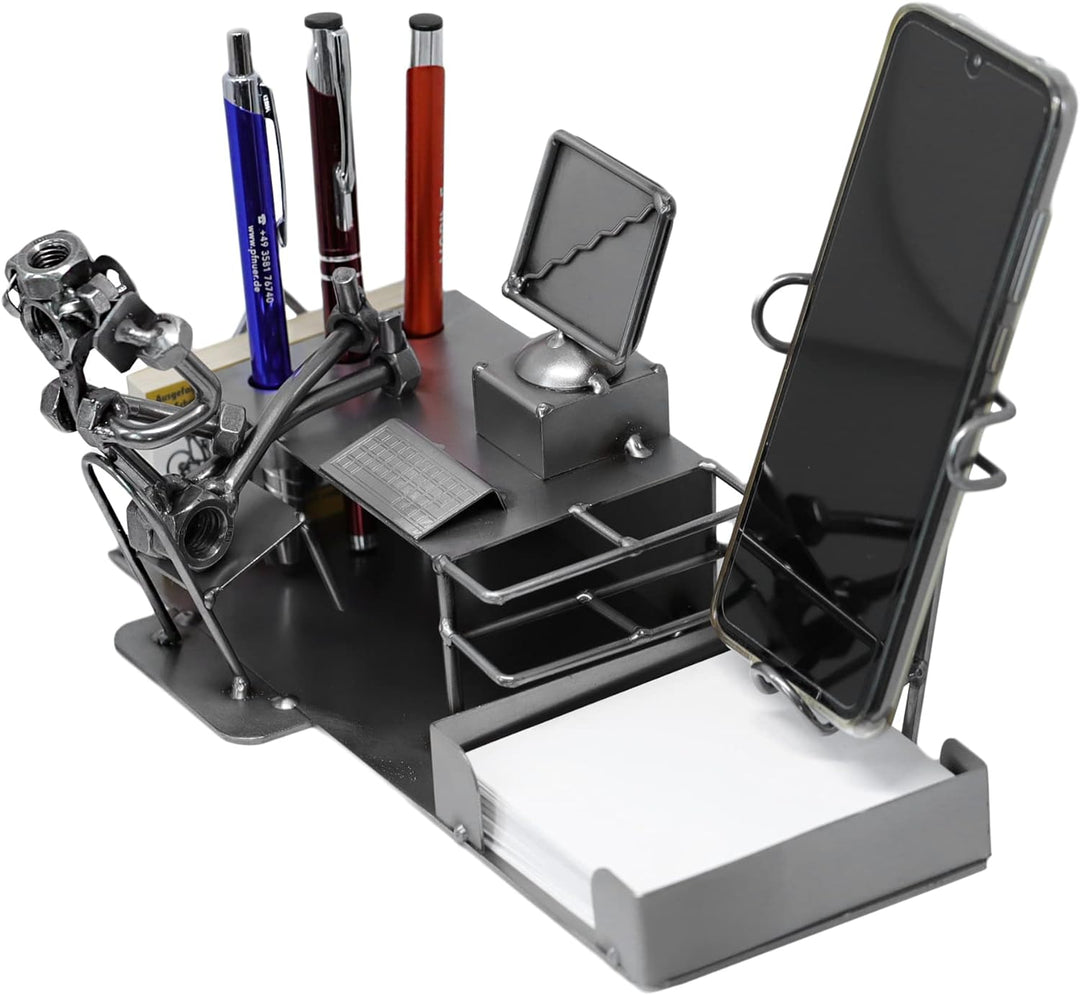 metalman24 Schraubenmännchen BÜRO PC Schreibtisch Organizer HANDYHALTER Visitenkartenhalter Stifteha