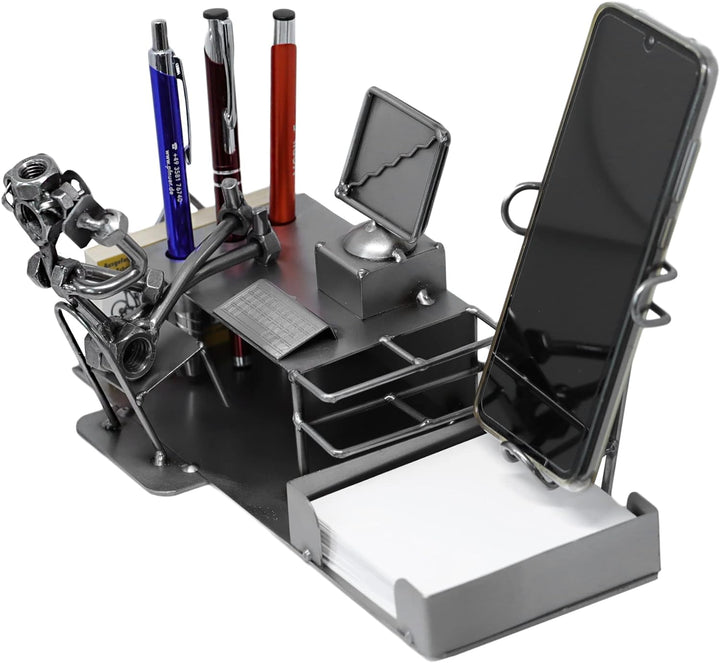 metalman24 Schraubenmännchen BÜRO PC Schreibtisch Organizer HANDYHALTER Visitenkartenhalter Stifteha