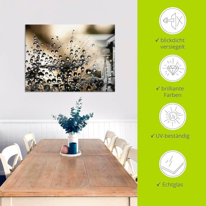 ARTland Glasbilder Wandbild Glas Bild einteilig 50x50 cm Quadratisch Natur Botanik Blumen Pusteblume