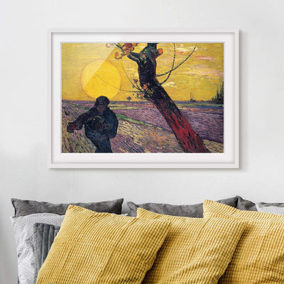 Bild mit Rahmen - Vincent Van Gogh - Sämann - Rahmenfarbe Weiss, 50 x 70 cm 50cm x 70cm Weiss, 50cm