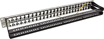 InLine 76848C Patchfeld 48-fach, Keystone Snap-In Leerblech Patchpanel, 19", 1HE, schwarz