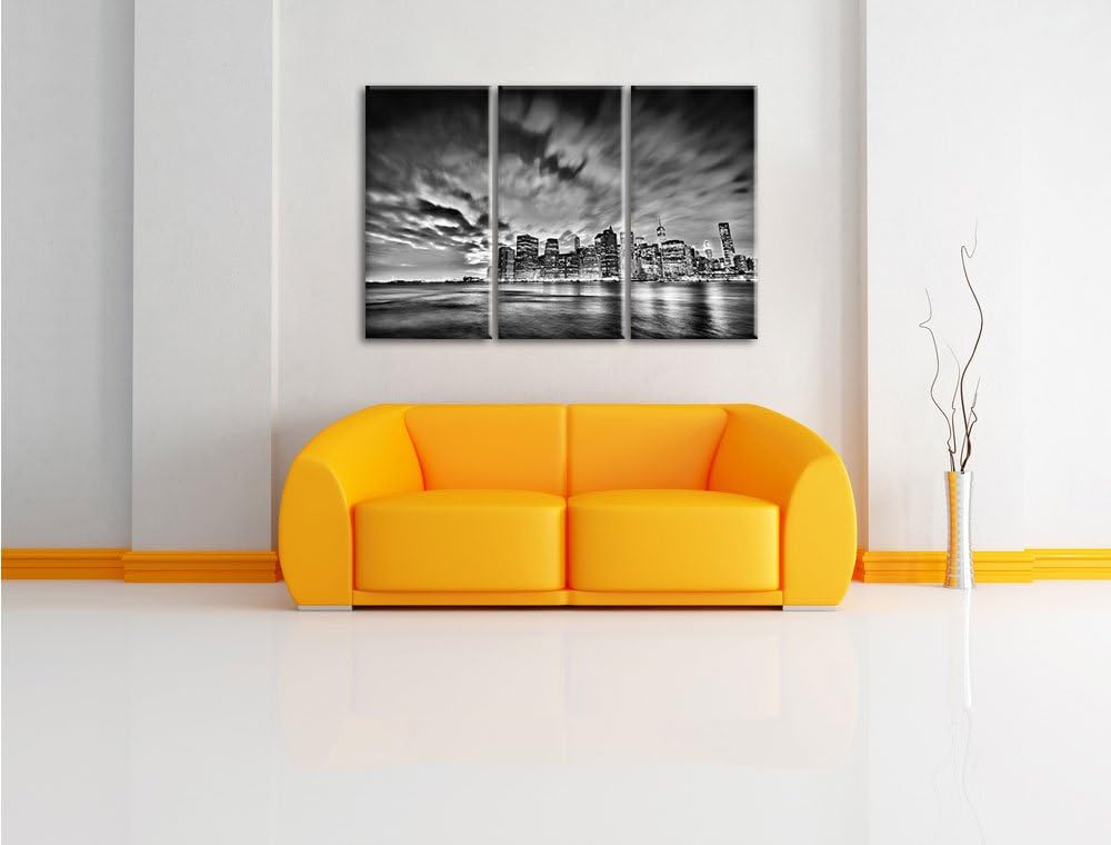 Pixxprint Skyline New York als Leinwandbild/Grösse: 3 Teilig (120x80 cm) cm/Wandbild/Kunstdruck/fert