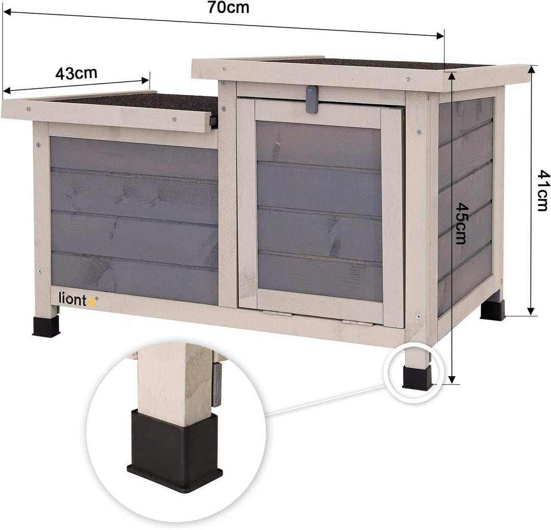 lionto Kaninchenstall aus Holz Kleintierhaus Nagerhaus Kleintierstall 70x43x45 cm, Haus