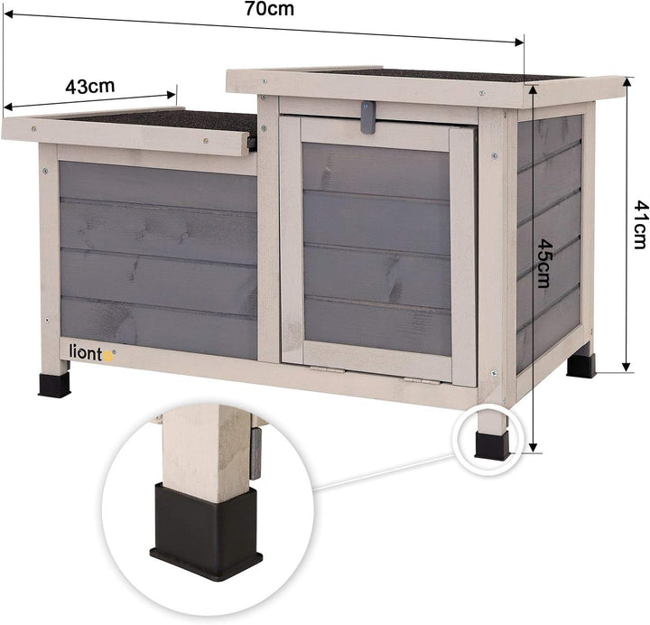 lionto Kaninchenstall aus Holz Kleintierhaus Nagerhaus Kleintierstall 70x43x45 cm, Haus