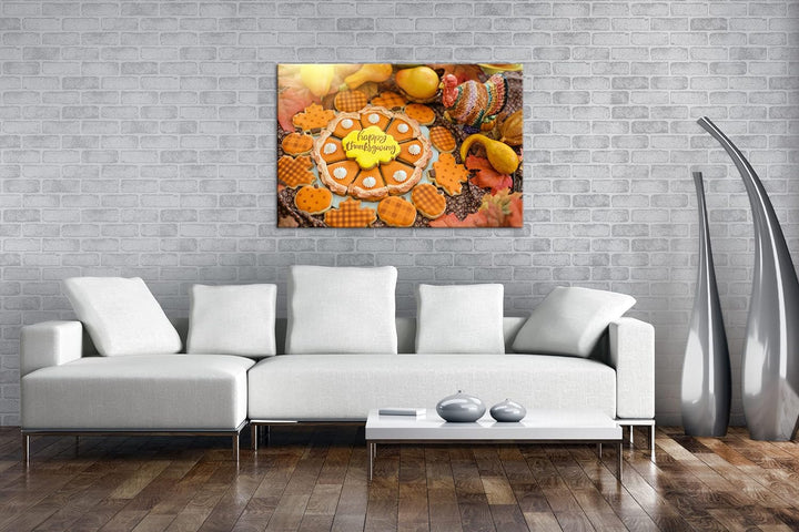 deyoli Erntedankfest Kürbis Kekse Format: 80x60 als Leinwandbild, Motiv fertig gerahmt auf Echtholzr