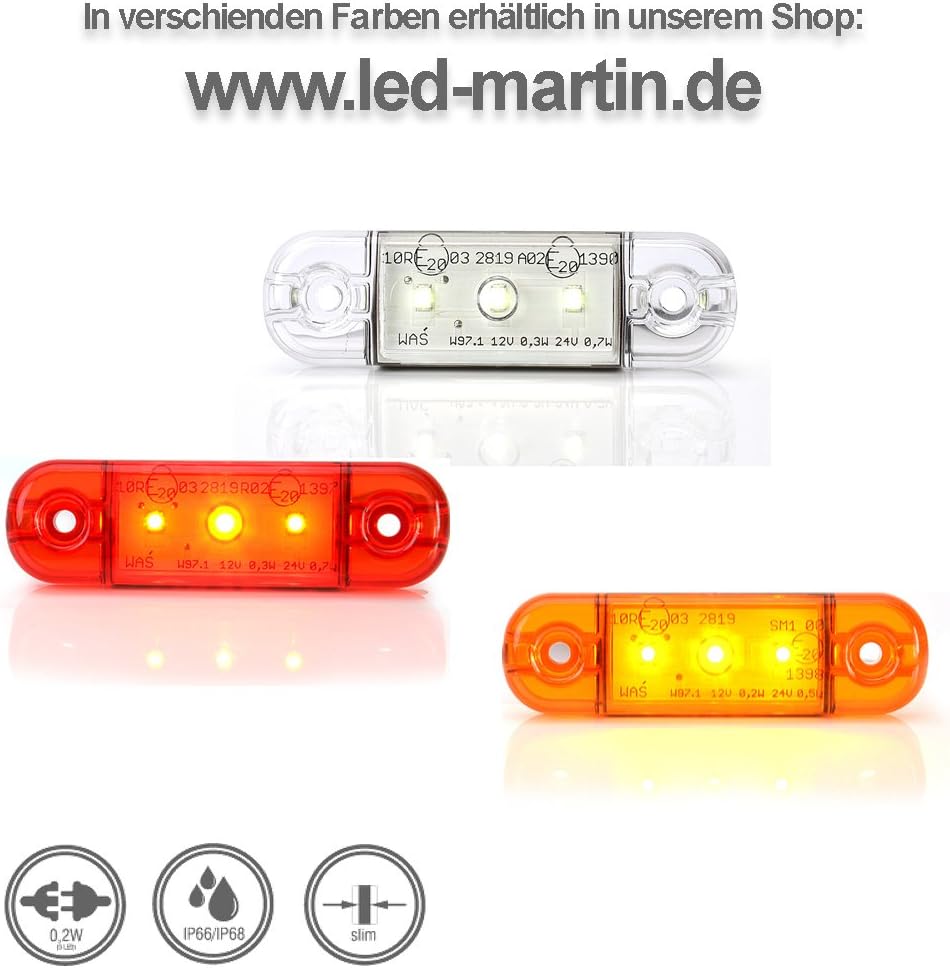 WAS IST WAS LED-Martin® 6er Sparset Umrissleuchte Weiss 12/24V Begrenzungsleuchte Positionsleuchte d
