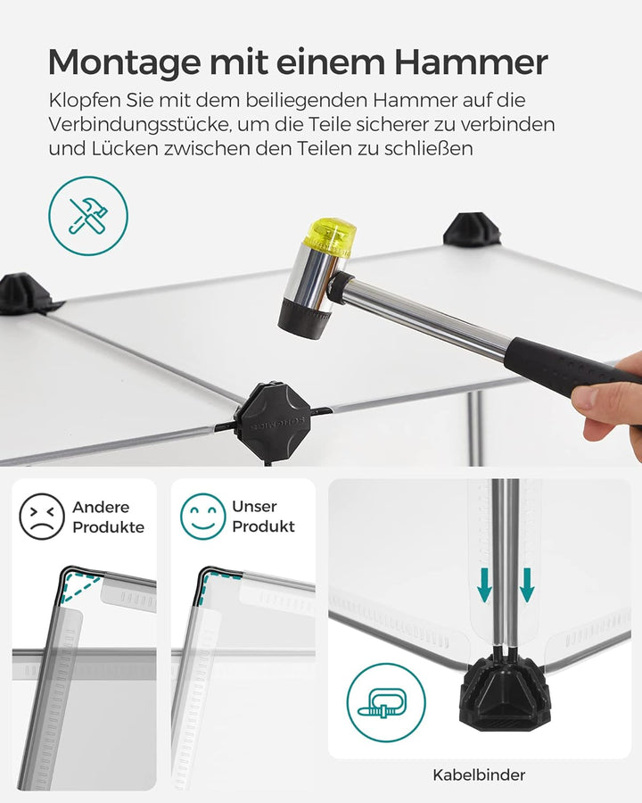 SONGMICS Freigehege mit Bodenplatten, Laufstall, Meerschweinchen Gehege, aus Kunststoff, Gehege für