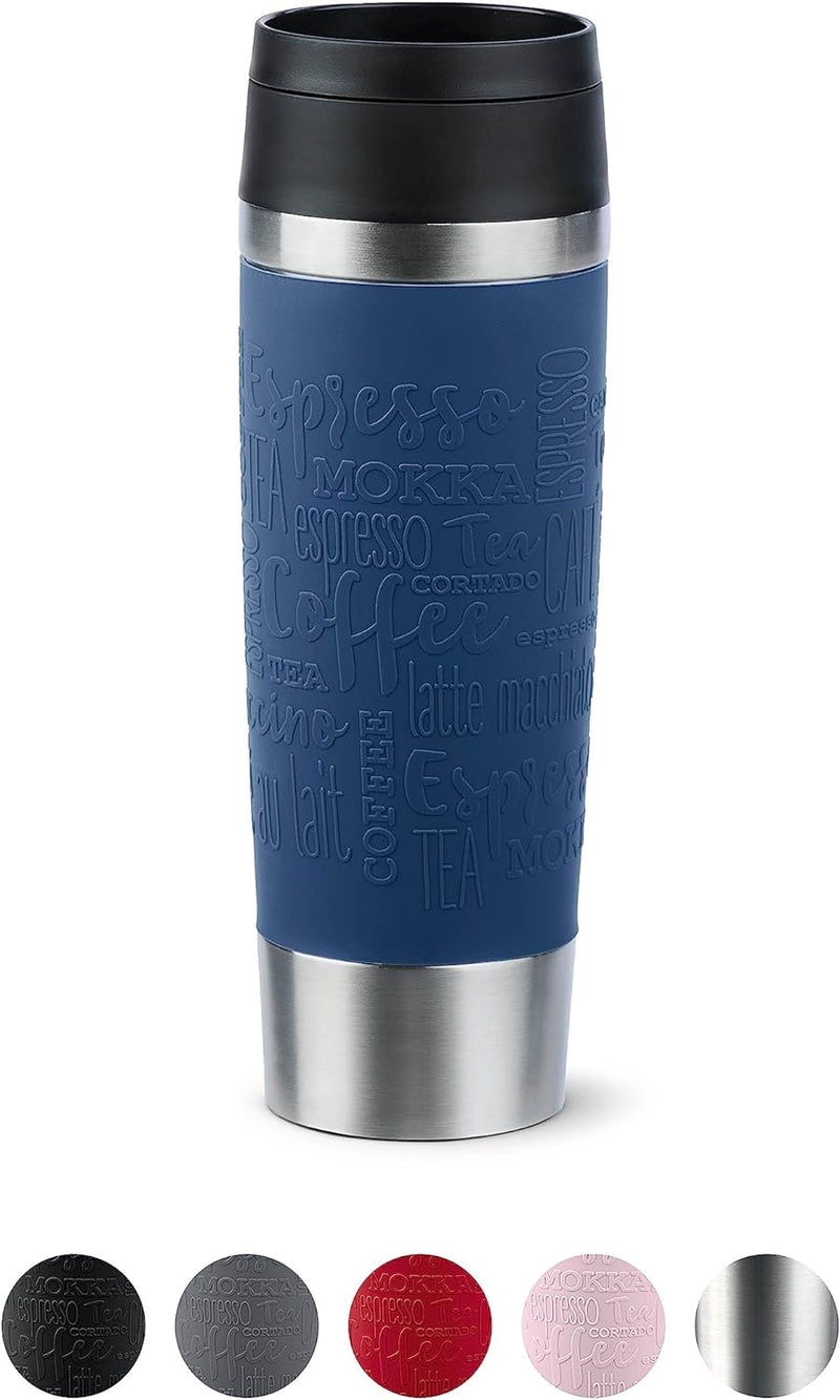 Emsa N20221 Travel Mug Classic Isolierbecher 0,5 Liter | neuer Komfort-Schraubverschluss | Edelstahl