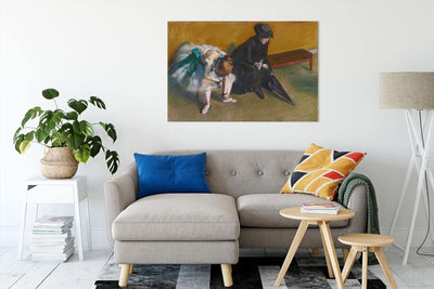 Edgar Degas - Warten als Leinwandbild / Grösse: 100x70 cm / Wandbild / Kunstdruck / fertig bespannt,