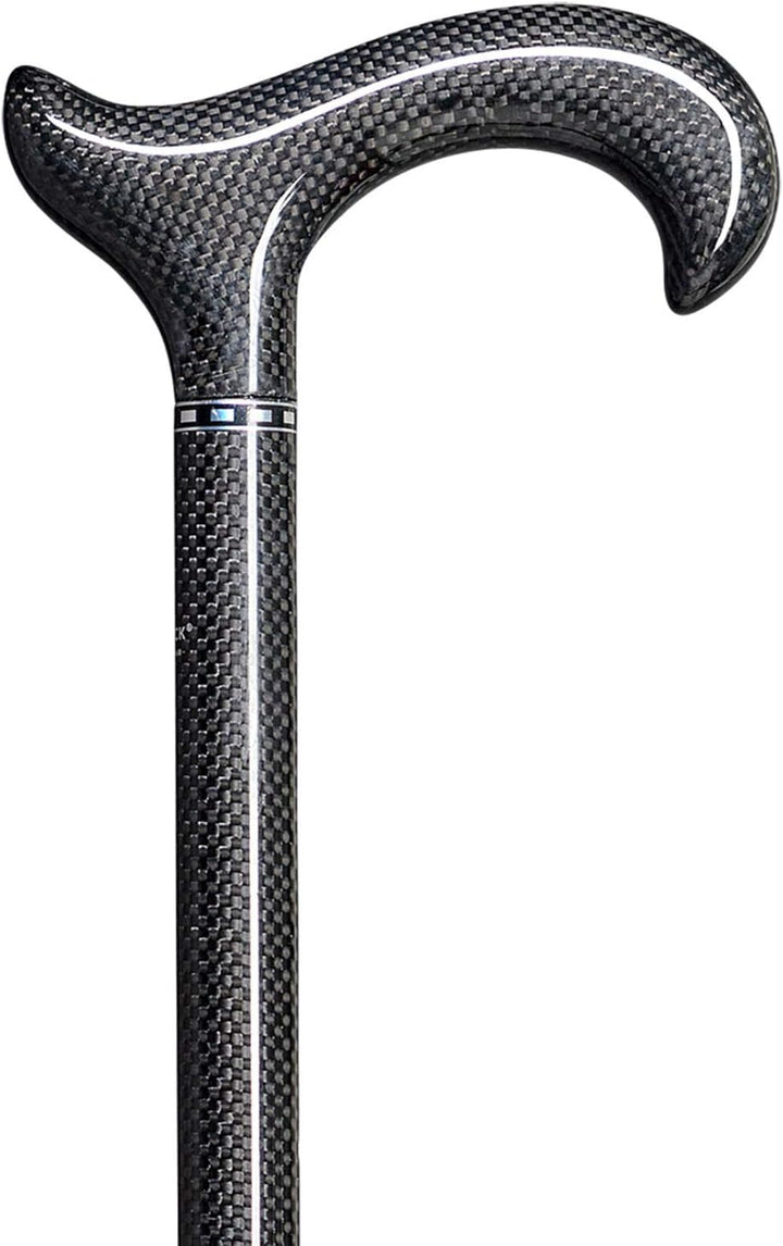 Gehstock Carbon-Derby Ergonomic, bequemer Derbygriff aus Carbon,anthrazit, aufgesetzt auf einen Stoc