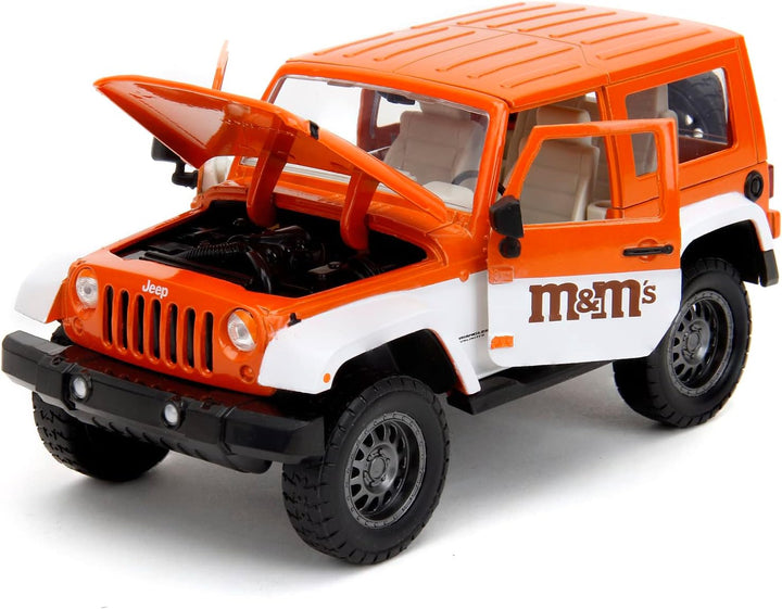 Jada Toys M&Ms Orange 2007 Jeep Wrangler 1:24 Fahrzeug und M&M Sammelfigur
