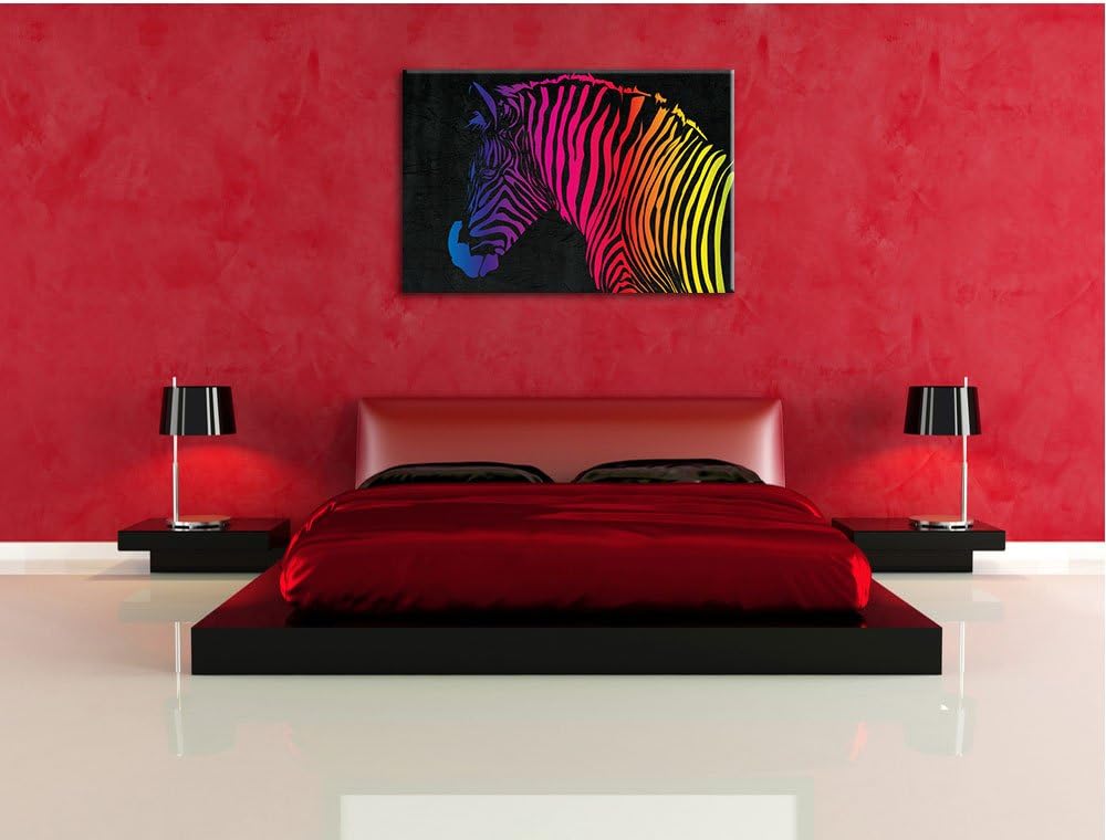 hübsches Zebra schwarz, Format: 100x70 auf Leinwand, XXL riesige Bilder fertig gerahmt mit Keilrahme