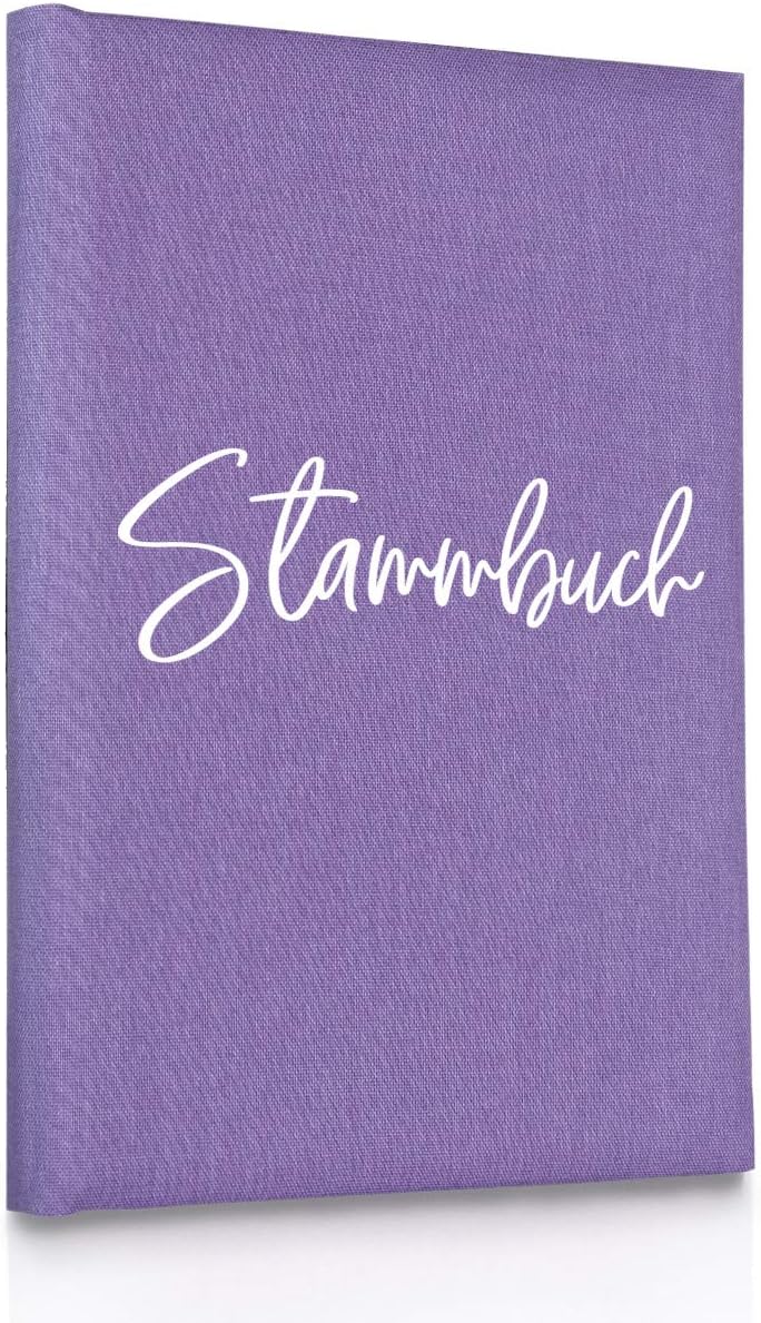 Hochzeitideal – Stammbuch der Familie Amore violett 21,0 cm x 15,0 cm - Buchbinderleinen Hochzeit -