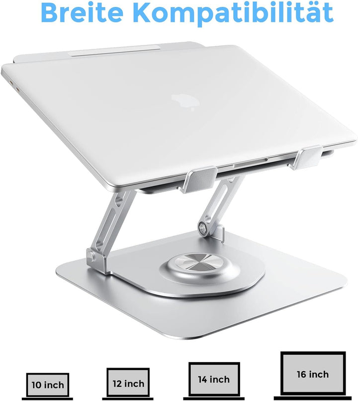 Epherie Laptop Ständer mit 360° drehbarem rundem Basis, Höhenverstellbarer ergonomischer Laptopständ