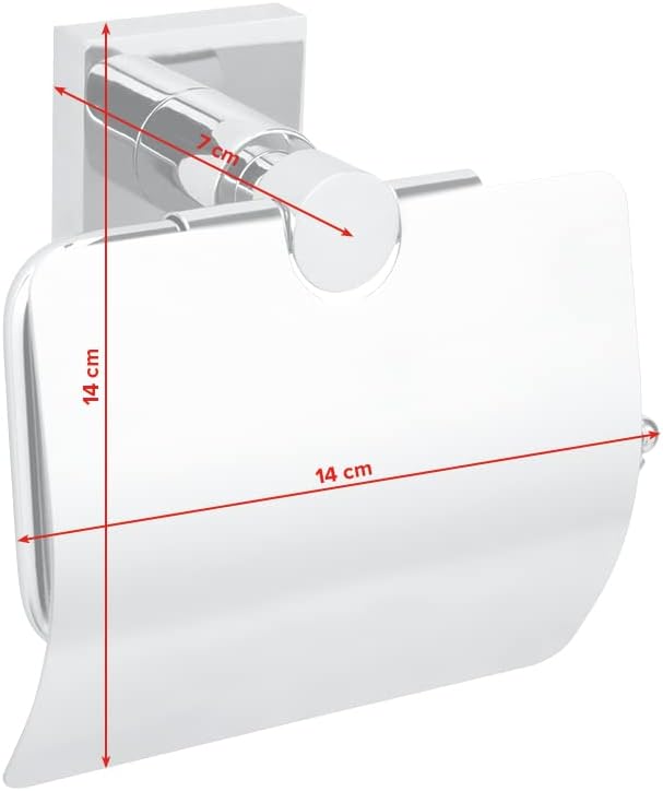 tesa HUKK Toilettenpapierhalter mit Deckel, verchromt - WC-Rollenhalter zur Wandbefestigung ohne Boh