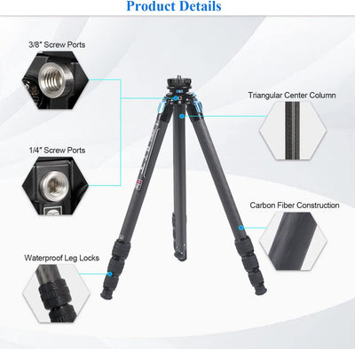 SIRUI Wasserdichtes Carbonfaser-Stativ, 175CM Professionelles Schwerlast-Kamerastativ mit dreieckige