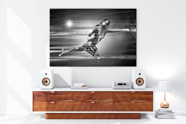 deyoli Geschwindigkeit der Cyber-Suprheldin Effekt: Schwarz&Weiss,Format: 80x60 als Leinwandbild, Mo
