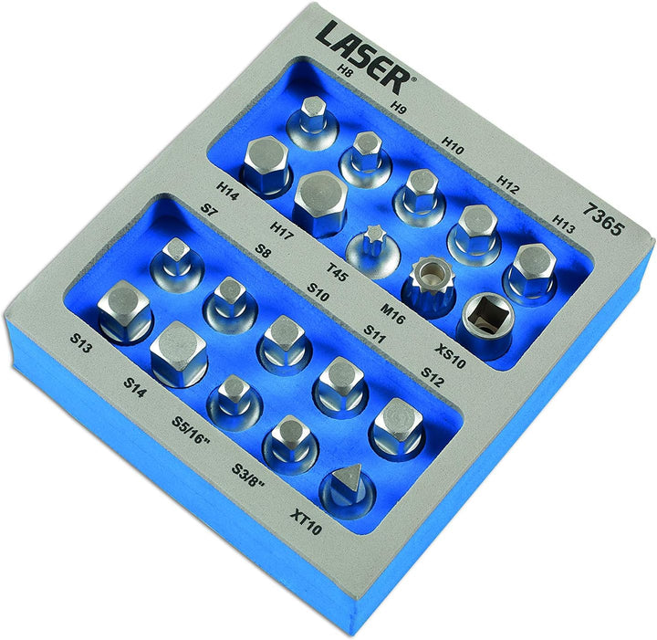 Laser 7365 Ölwannen-Schraubenschlüssel-Set, 3/8 Zoll D, 20-teilig