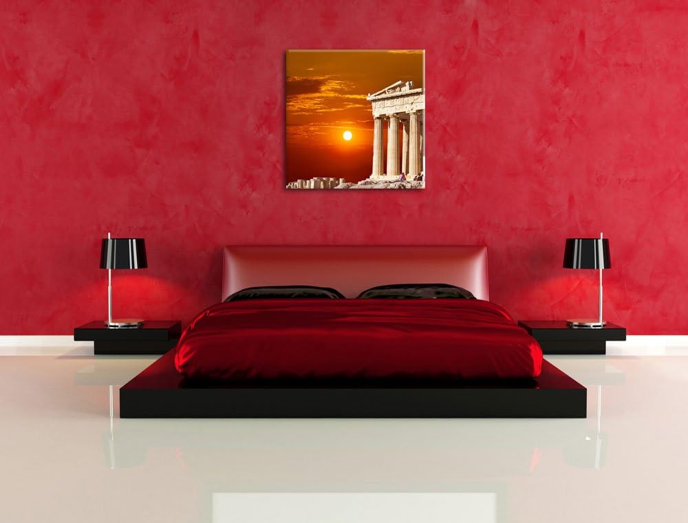 Pixxprint Tempel der Athene bei Sonnenuntergang, Format: 70x70 auf Leinwand, 70x70