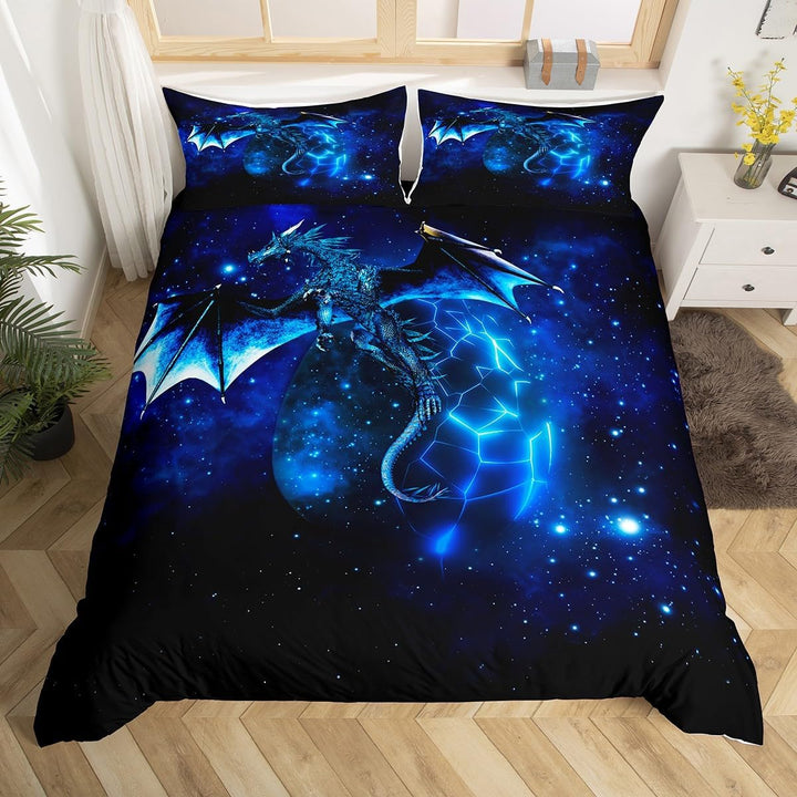 Loussiesd Galaxy Dragon Bettbezug 135x200 cm Kinder Chic Weltraum Sternenhimmel Bettw?sche Set Dschu