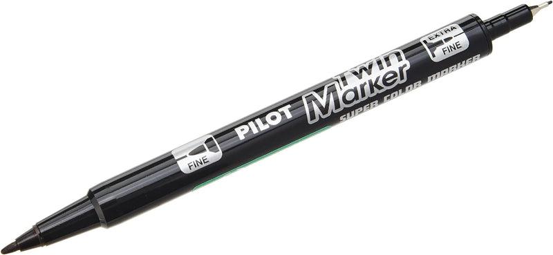 Pilot Twin Marker BeGreen Permanentmarker, 2 Spitzen, Rundspitzen/fein/mittel, 10 Stück Noire, Noire