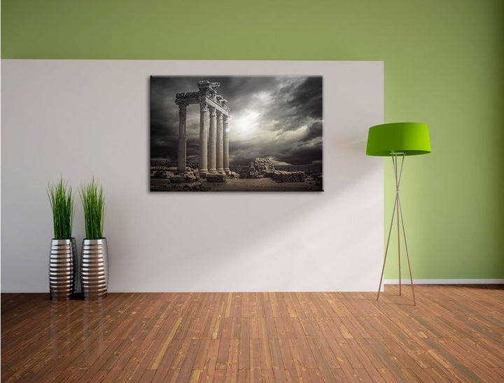 Pixxprint Apollon Tempel Ruine in Side als Leinwandbild/Grösse: 100x70 / Wandbild/Kunstdruck/fertig