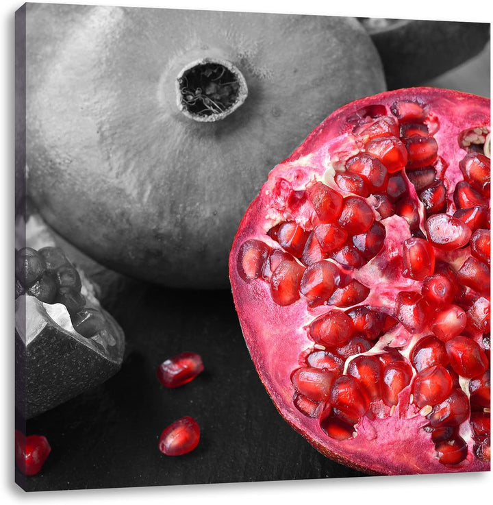Pixxprint exotischer Granatapfel als Leinwandbild Quadratisch/Grösse: 70x70 / Wandbild/Kunstdruck/fe