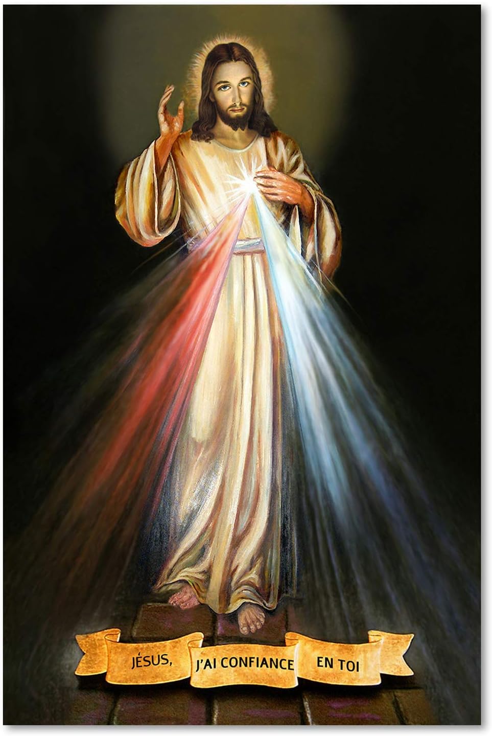 Wandbild XXL Jesus Deko Kunst Bilder Barmherzigkeit mehrfarbig 80x120 cm