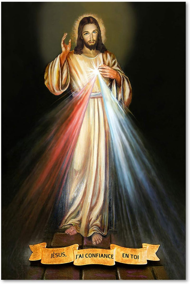 Wandbild XXL Jesus Deko Kunst Bilder Barmherzigkeit mehrfarbig 80x120 cm
