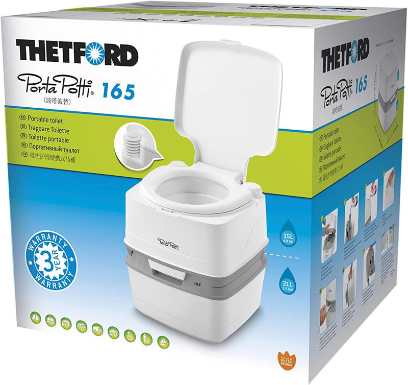 Thetford 92814 Porta Potti 165 Tragbare Toilette Qube, Wei -Grau 414 x 383 x 427 mm, Normal, 9108139