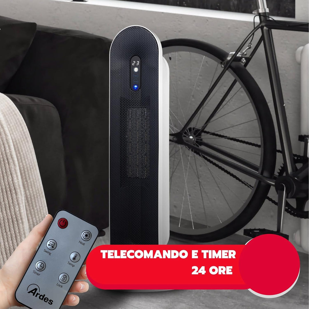 ARDES - AR4P16 TATANKA Oszillierender Keramik-Heizlüfter 2000W, Keramik-Heizlüfter mit Bedienfeld un