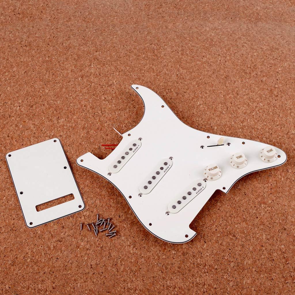 Alnicov 11 Holes Guitar Single Coil Pickups Vorverdrahtetes SSS Pickguard Scratch Plate Set mit rück