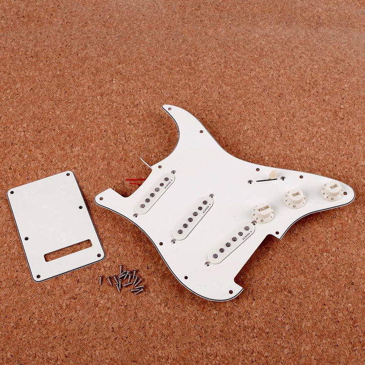 Alnicov 11 Holes Guitar Single Coil Pickups Vorverdrahtetes SSS Pickguard Scratch Plate Set mit rück