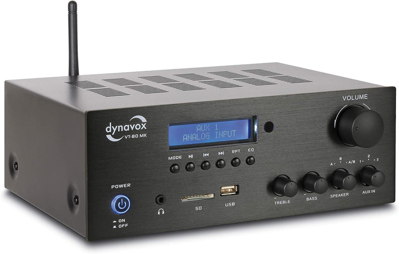 Dynavox Stereo Kompakt-Verstärker VT-80 MK, 4 schraubbare Lautsprecher-Anschlüsse, Fernbedienung für