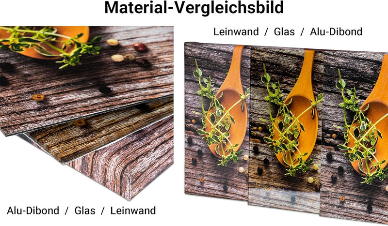 levandeo Wandbild 80x30cm Aluminium Dibond Alubild Küche Chili Peperoni Kräuter Wanddekoration Küche