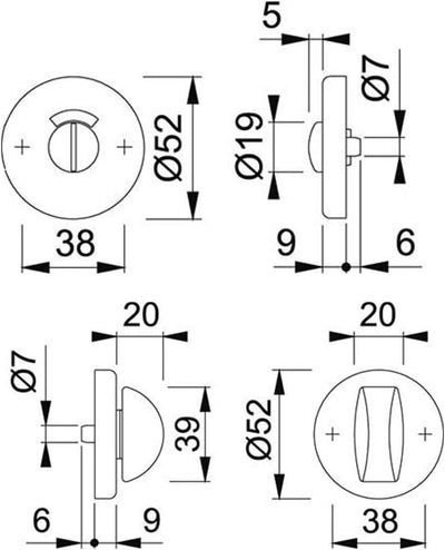 Hoppe Bad/WC-Rosette mit rot/weiss-Scheibe, Paar Aluminium 42KVS