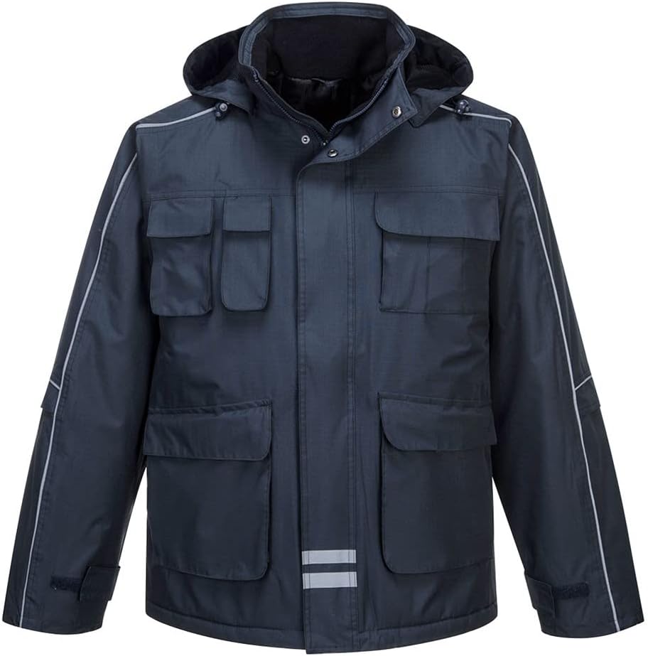 Portwest S563 RS Parka mit vielen Taschen und Fausthandschuh im Eskimo-Stil, L, marineblau L marineb