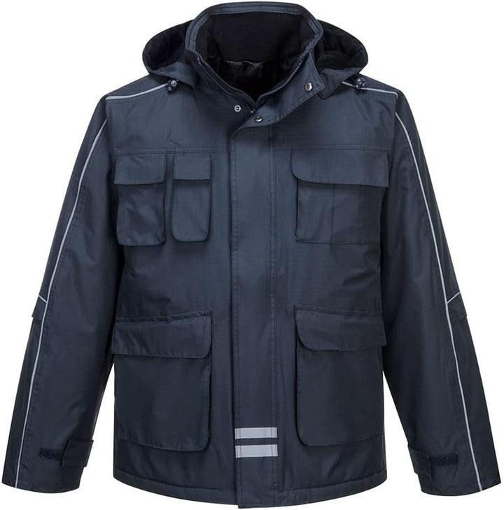 Portwest S563 RS Parka mit vielen Taschen und Fausthandschuh im Eskimo-Stil, L, marineblau L marineb
