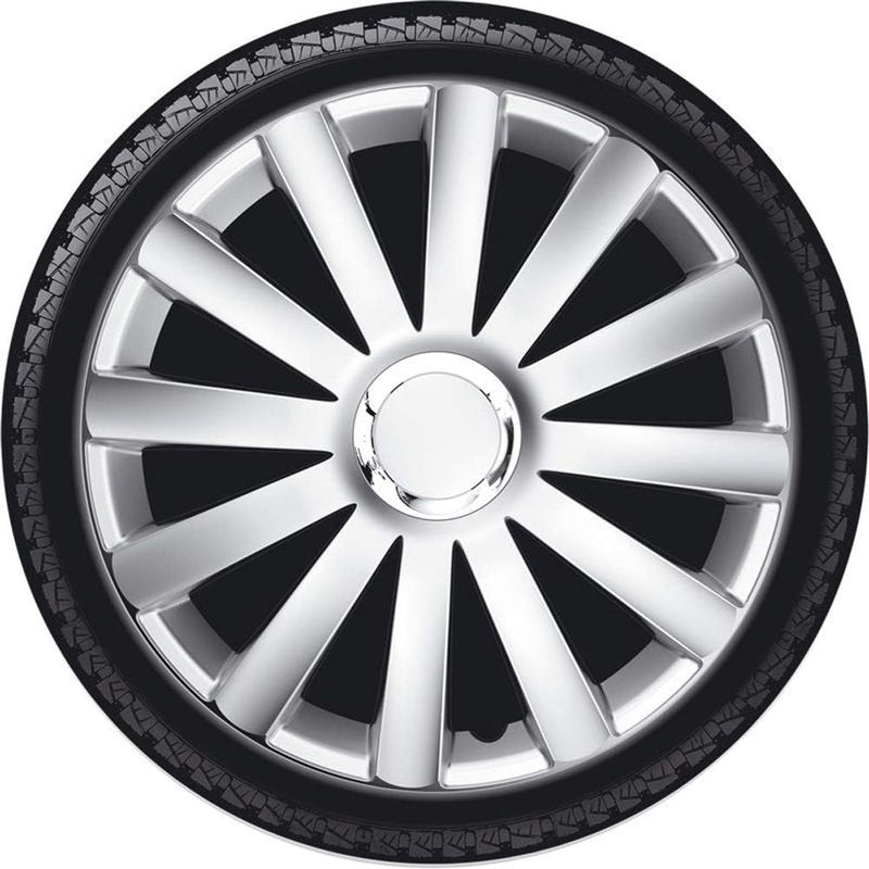 AUTO-STYLE Satz Radzierblenden Spyder 16-Zoll Silber + Chrom Ringe 16-inch Silber + Chrom Ringe, 16-