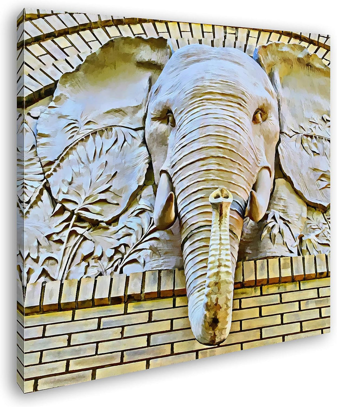 deyoli Beeindruckendes Elefanten Relief Format: 70x70 Effekt: Zeichnung als Leinwandbild, Motiv auf