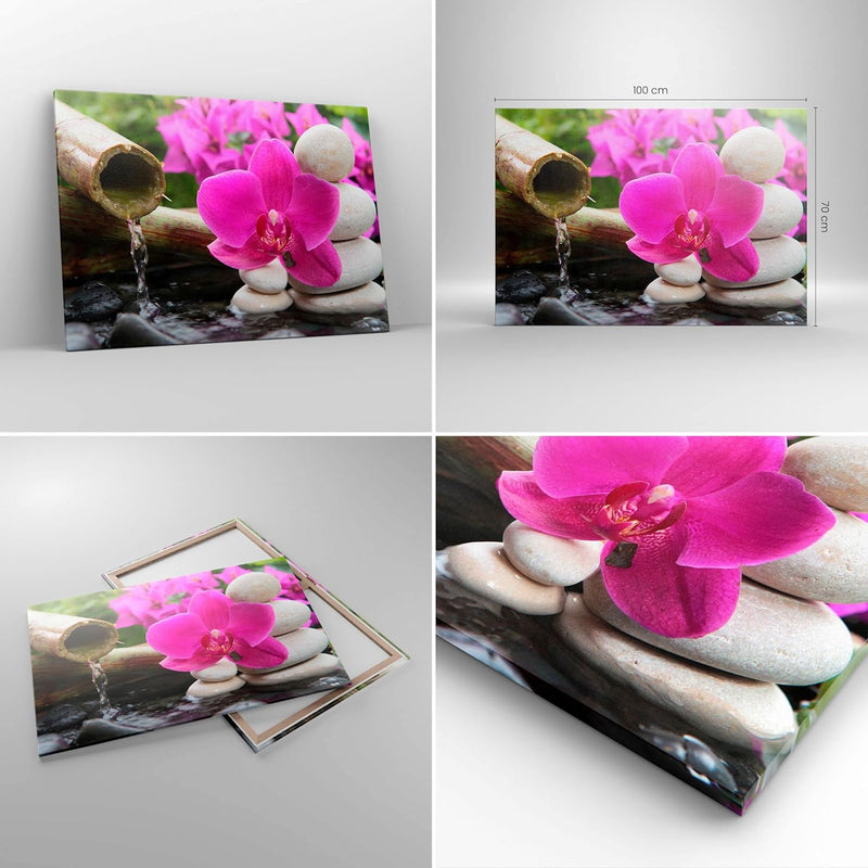 Bilder auf Leinwand 100x70cm Leinwandbild Orchidee Bambus Dekoration Spa Gross Wanddeko Bild Schlafz