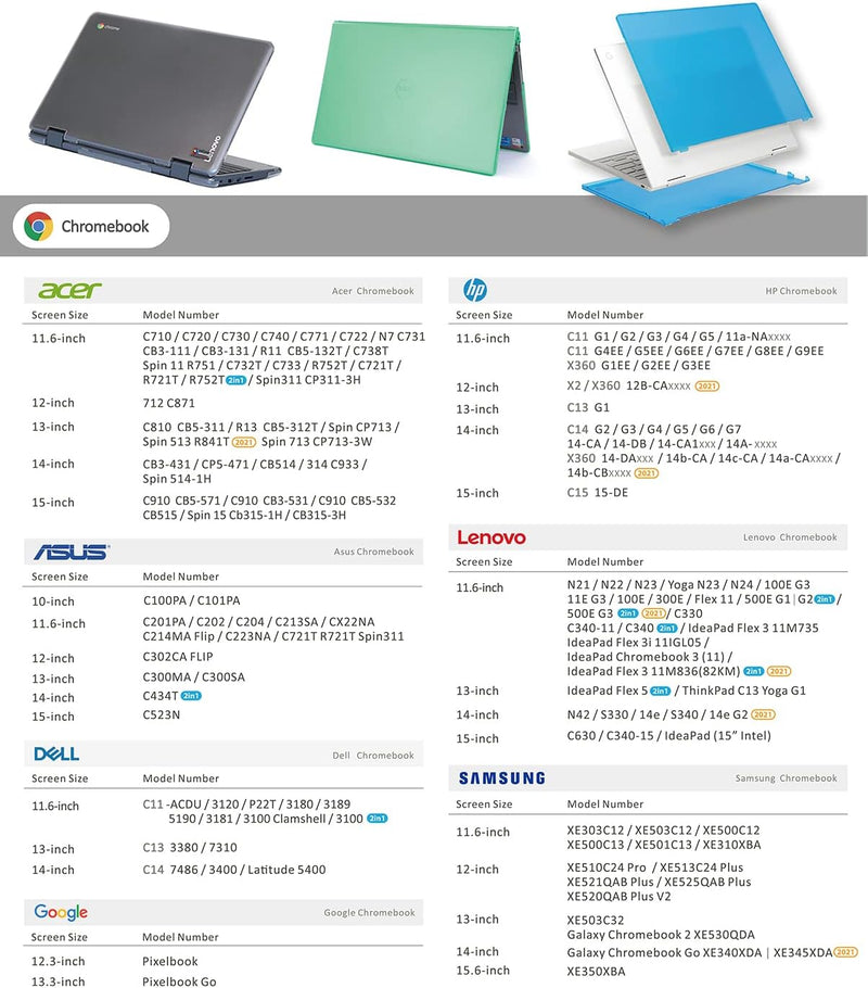 mCover-Hülle, nur kompatibel mit 11,6 Zoll Acer Chromebook 311 CB311-11H (180°-Scharnier) und Spin 3