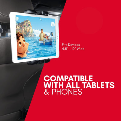 Macally Auto-Kopfstützen Tablet-Halterung mit USB-Lade-Hub & Zigarettenanzünder-Adapter – lädt 4 Ger