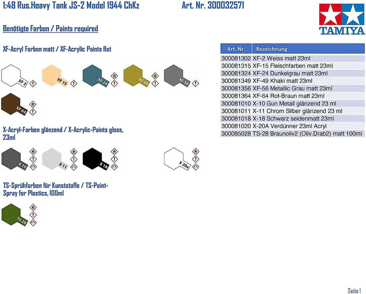 TAMIYA - 1:48 Russische Heavy Tank JS-2 Model 1944 ChKz, Panzer - Plastikbausatz - Modellbau - origi