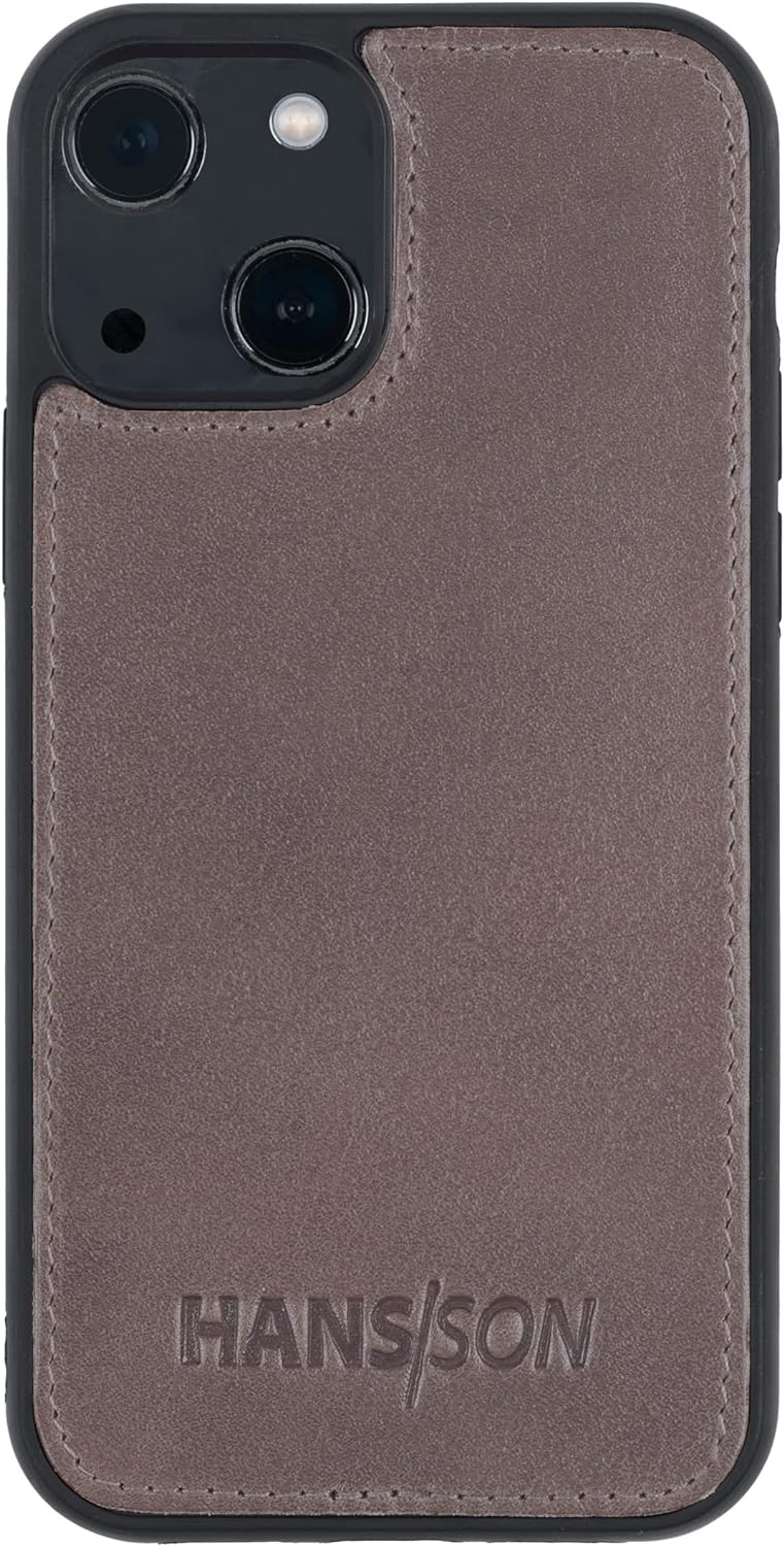 HANS/SON Hülle aus Echtleder | iPhone 13 Ledercase | Stossfest | Dünn | MagSafe | Schutzhülle iPhone