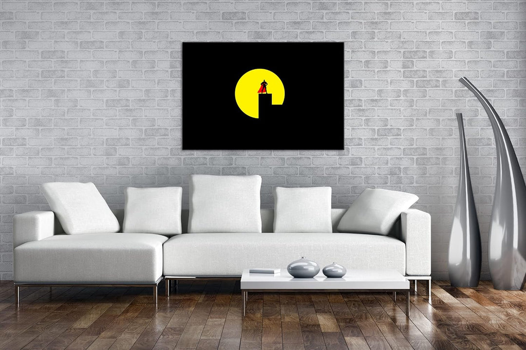 Superheld in der Nacht Format: 80x60 als Leinwandbild, Motiv fertig gerahmt auf Echtholzrahmen, Hoch