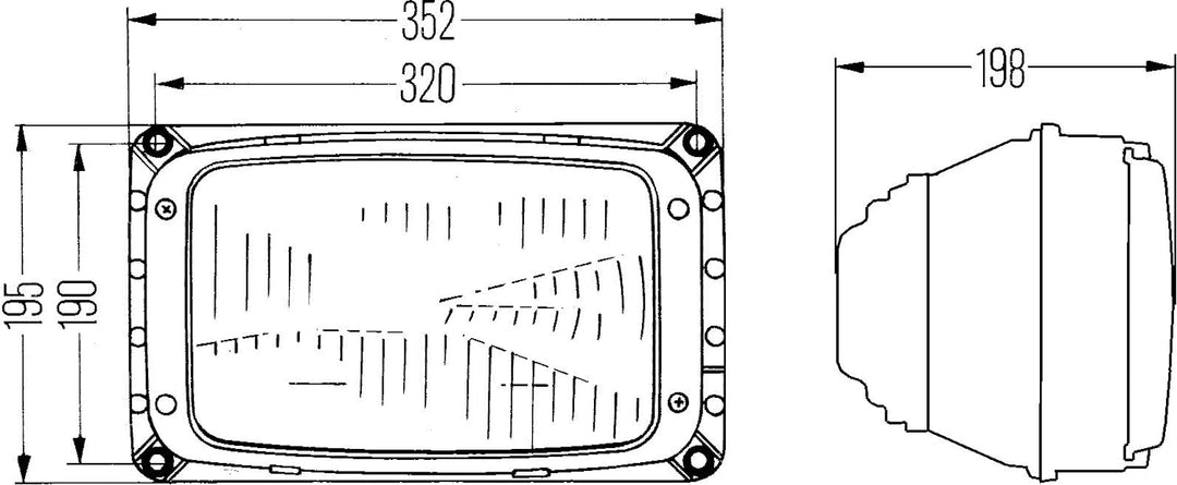 HELLA 1AG 003 434-051 Halogen-Hauptscheinwerfer - 12/24V - Referenzzahl: 37.5 - Einbau - links/recht